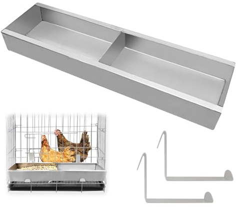 Futterspender Hühner für Enten und Gänse, Hänge Futterspender Hühner und Tränke, Multifunktions Geflügel Futterbehälter für Viehzäune, Edelstahl Futtertrog Hühner und Tränkeeimer mit Haken