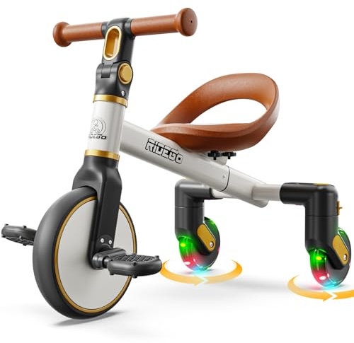 Ridego 3-in-1 Toddler Tricycle for 2-5 Years, Drift Trike with 360° Spin, Light Up Wheels, Adjustable Seat, Toddler Bike for Boys Girls