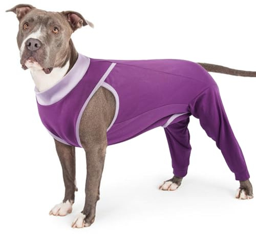 PUMYPOREITY Hunddräkt efter kirurgi, hund medicinsk skjorta med ben återhämtning kostym ryggben sårskydd efter armbågsoperation (lila, XL)