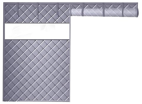 Privacy Garage Door Screen Blackout for 1 2 Car- Magnetic Thermal Insulated Garage Door Cover Curtains, Winter Heavy Duty Waterproof Insulation Kit, Self-Adhesive Blanket(Grays,W320xH350CM)