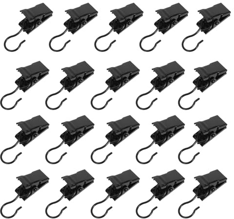 SEWACC Lot de 50 Pinces Métalliques Noires pour Rideaux, Crochets Ouverts Robustes Suspendre Rideaux, Voilages, Occultants – Fixation Sécurisée et Polyvalente pour Fenêtres et Bureaux