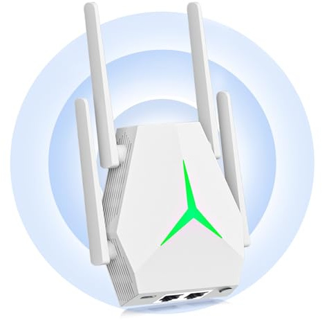 2026 Nouveau 5G Repetiteur WiFi Puissant sans Fil 1200mbps Amplificateur de Signal WiFi Bi-Bande,2 Rj45 Ports LAN,Répéteur Puissant pour la Maison et Le Bureau Couverture jusqu'à 12 000 m²