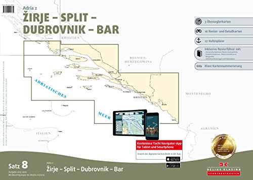 Sportbootkarten Satz 8: Adria 2 (berichtigt bis Januar 2016): Zirje - Split - Dubrovnik - Bar