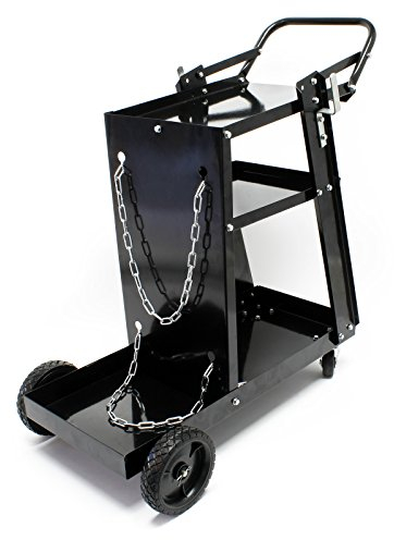 Wiltec Schweißwagen 765 x 745 x 385 mm aus Stahlblech, Werkstattwagen als Schweißmobil, Schweißgerätewagen auf Rollen, Flaschenwagen mit 3 Ablagen