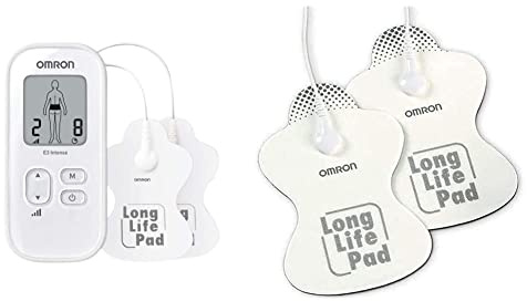 OMRON E3 Intense Dispositivo portatile per il trattamento del dolore & HV-LLPAD-E Elettrodi di ricambio a lunga durata per dispositivi TENS E3 Intense, PocketTens ed E4