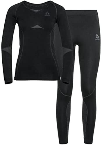 Odlo Thermounterwäsche Damen Fundamentals Performance Warm I Funktionsshirt Langarm und Thermo Leggings I Warme Skiunterwäsche