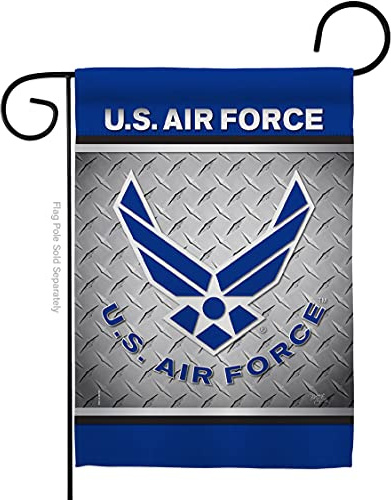 Breeze Decor Drapeau US Air Garden Armed Forces USAF United State Military Veteran Retire Officiel Maison Bannière Cadeau Double Face Tissu Épais Petit Drapeau Uniquement