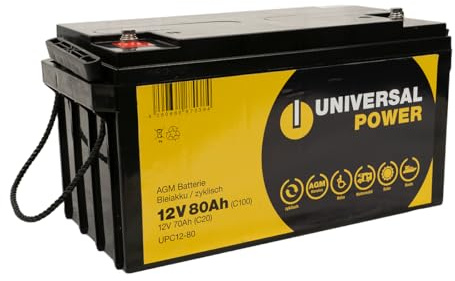 Universal Power UPC12-80 12V 80Ah (C100) AGM Solarbatterie Wohnmobilbatterie