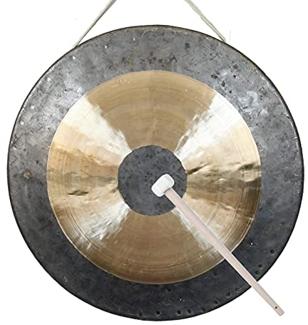 Vinbcorw Original Tan Tan Gong-Whood Chau Gong -Großer Gong-Hand Gong-Brass Copper Percussion Yoga Heilung Sinfonieorchesters inklusiv Holz-/Baumwollklöppel,45cm