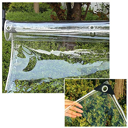 Pxzybd Transparent Tarp Covering Tarpaulin, Plant Protection Rain Curtain, Clear PVC Plastic Tarpaulin with Eyelets, Foldable, Awning, Balcony, Camping, Garden,Transparent-1.8×2m/70.9×78.7in