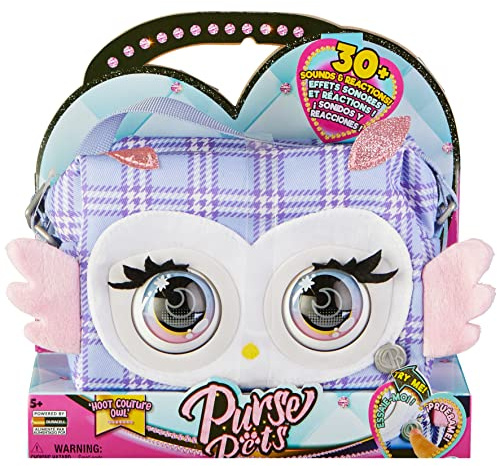 Purse Pets Print Perfect Eule - interaktive Tiertasche mit 30+ Geräuschen, Blinzeln, Musik und Spielen, ab 5 Jahren