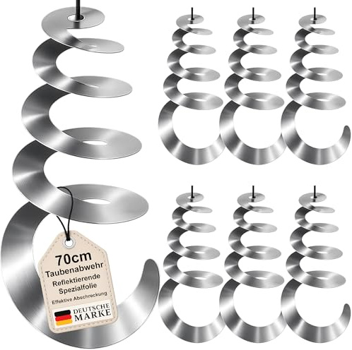 My-goodbuy24 Effektive Vogelabwehr zur Abschreckung - 6er Set - Reflektierende Vogelschreck Windspirale Taubenabwehr Windspiel Balkon Vogelschutz Taubenschreck 70cm