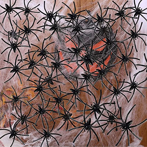 Spinnen Halloween Deko,Jusduit 50 Stück Spinnen Deko Set Halloween Dekoration Requisiten Grusel Deko Schwarze Gruselige Kunststoff-Fälschungsspinnen Streichspinnen für Halloween Party Spukhaus Deko