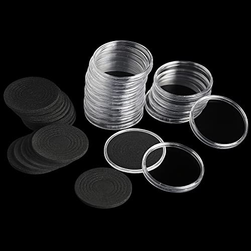Uncle Paul 20 set 46 mm myntkapslar med 6 storlekar (16/21/26/31/36/46 mm) justerbart skyddande skumpackning mynthållare fodral för myntsamling DC0336