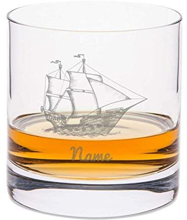 GRAVURZEILE Leonardo Whiskyglas mit Gravur - Segelboot - Personalisiert mit Name - Graviertes Whisky Glas mit Schiff Motiv - Geschenke für Whisky Liebhaber zum Geburtstag - Geschenk für Ihn Papa