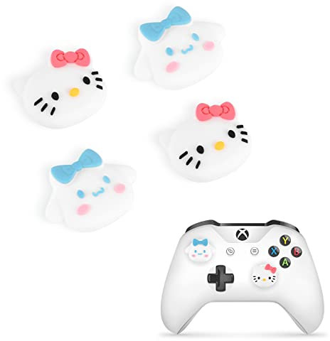 DLseego Cute Anime theme Thumbstick Caps Grip Accessory,Soft Silicone Thumbsticks Cover Set for PS5 PS4 Xbox 360 Xbox one Controller,Joystick Protection Attachments,4 PCS,Kitty cat and cloudy dog