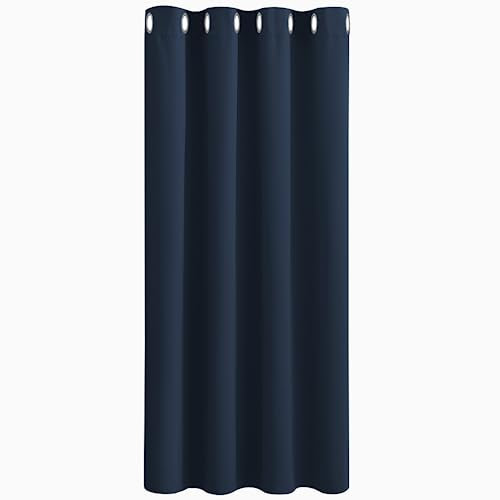 PONY DANCE Vorhang Wärmeisolierend Ösenvorhang 1er Set Blickdichte Gardinen mit Ösen Thermovorhang gegen Kälte und Hitze Gardinen Verdunkelung, H 180 x B 140 cm, Dunkelblau