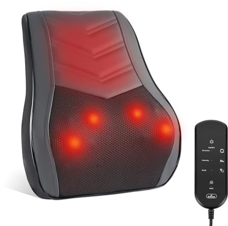 Boriwat Massage Dos Chauffrant, Appareil de Masseur Nuque Cou Cervical, Coussin de Massage Shiatsu, 3D Masseur à Pétrissage Tissus Profonds Soulage Douleurs Cou/Dos/Épaules/Jambes, Cadeau Femme/Homme
