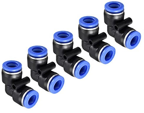 M METERXITY 5 Paquete Codo Empuje para Conectar Tubo Montaje 10mm OD Azul | Neumático Aire Empuje Rápido Conectar, Aplicar a Tubería Conexión