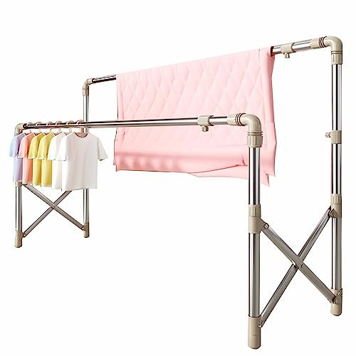 RIFWOVE Séchoir À Linge, Extensible Réglable, Étendoir Pliable en Acier Inoxydable, Idéal comme Étendoir, Séchoir Parapluie, Étendant, Séchoir À Lessive - Pliable, Beaucoup De Surfaces De Rangement