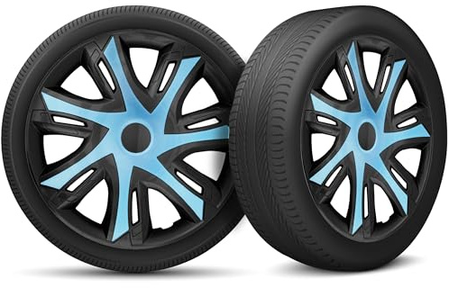 Radkappen 14 Zoll Radzierblenden 4er Set passend für alle Stahlfelgen - Einstellbarer Sicherungsring - Schwarz Blue