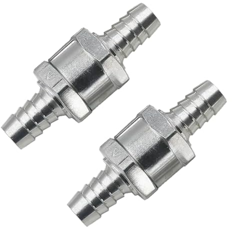 Bestgle Rückschlagventil Rücklaufventil für Benzin, Diesel, Öl, Wasser, Chrom, Auto-Vergaser, Niederdrucksysteme, Rückschlagventil Dieselleitung, 10 mm, 2 Stück