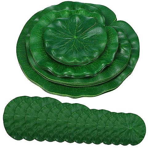 TOPPERFUN Artificial Lily Pads for Pond Pool, Realistic Foam Lotus Leaves Plastic Water Lily Pads Leaves for Aquarium Fish Tank Fountain Garden Decor