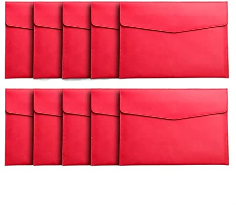 Klemmbrett 10 Stück A4-Papier-Aktenordner, Leder-Dokumententasche, verdickter Druckknopf, Vertragsrechnungs-Organizer, Premium-Ordner mit großer Kapazität Mappe (Color : Red)