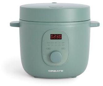 CREATE/RICE COOKER/Arrocera eléctrica multifunción 2L verde sage/Programable hasta 24h, prepara tartas, guisos o sopas, función de mantener el calor, 400W