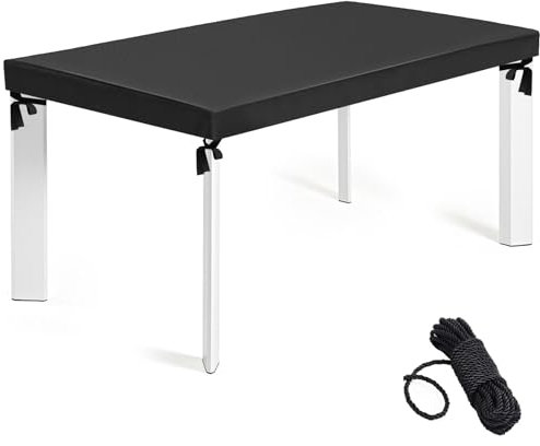 ZOALXZNT Tischplatte Abdeckung Wasserdicht，Schutzhülle für Tischplatte mit Seil,Tischplatte Abdeckplane Winddicht,Abdeckhaube Tischplatte 420D Oxford-Stoff (92 * 92 * 10cm,Schwarz)