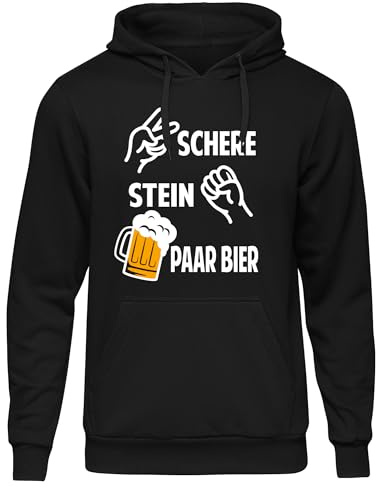 UGLYSHIRT Stein, Schere, Paar Bier Herren Kapuzenpullover | Sprüche Pullover Männer Mallorca Party Saufen Pullover Alkohol Hoodie Herren Beer