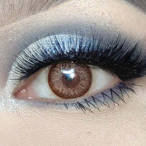 Kontaktlinsen farbig ohne Stärke | farbige 1-Monatslinsen | weiche Linsen | 2 Stück Farblinsen + Linsenbehälter | 0.0 Dioptrien | natürliche Farben | Juice Brown (Sanfte Chocolate)