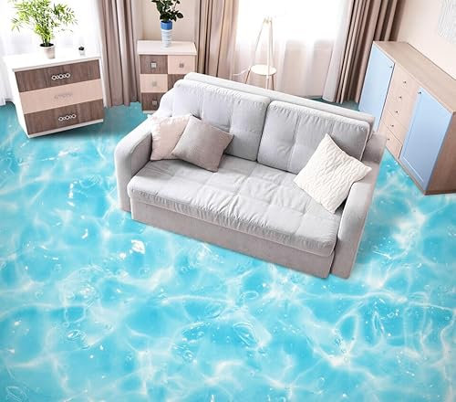 Benutzerdefinierte Boden Wasserdichte Stereo-Aufkleber 3D Blaues Wasser, 400 * 280cm 3D-Bodenfliesen Aufkleber Bodenbelag Tapete Wandbild PVC Wasserdicht selbstklebende Tapete Wohnkultur