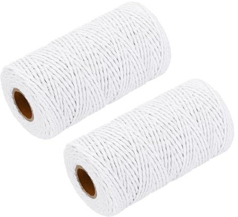 QUARKZMAN 2 Stück Baumwollseil Gedrehtes Geflochtenes Seil, Weiß 100m/109 Yard 2mm Durchmesser für Wandbehang, Pflanzenaufhänger, Stricken, Makramee-Knoten