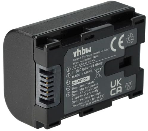 vhbw 1x batteria sostituisce JVC BN-VG108, BN-VG107US, BN-VG108E per videocamera camcorder (800mAh, 3,6V, Li-Ion) con infochip