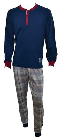 Enrico Coveri Pigiama Uomo Invernale - Pigiama Uomo Cotone Caldo - Pigiama Uomo Invernale Caldo Anche in Taglie Forti (2097 Blu, XXL)