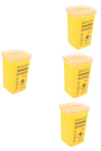 Healeved 4piezas Contenedor De Desechos Médicos Tapa Bote De Residuos Para Eliminación Segura De Agujas y Material Punzante Uso Tatuajes y Entornos Médicos
