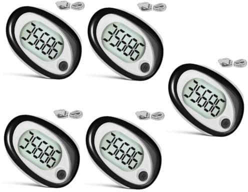 BESPORTBLE 5pcs Pedometer Step Counter Watch for Walking Accurate Step Tracker Lanyard for Seniors Fitness Sports Pedometer Screen