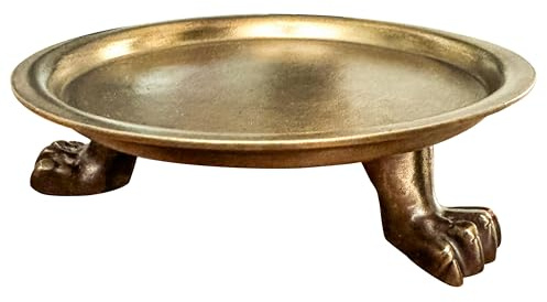 Nestriculus 100% Solid Brass Clawfoot Tray - Brass Tray - Candle Holder -Antique Candle Holder - Jewelry Holder - Candle Stand - Jewelry Dish - Trays for Decor - Fits up to 3.5 Diameter Candles