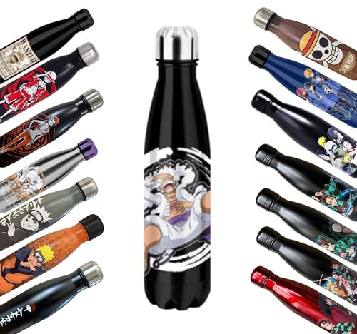 Homadict - One Piece Insulated Bottle - Stainless Steel Water Bottle - Luffy Gear 5-12h Hot and Cold Hold - Sport, Travel, Daily - 500 ml - BPA Free - Official Licence