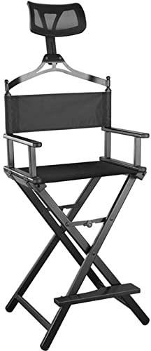 ONFSZCKB Make-up-Artist-Stuhl, robuster, klappbarer Regiestuhl aus Aluminium mit Abnehmbarer Kopfstütze, 152 cm Höhe, Stützen – professioneller Make-up-Stuhl