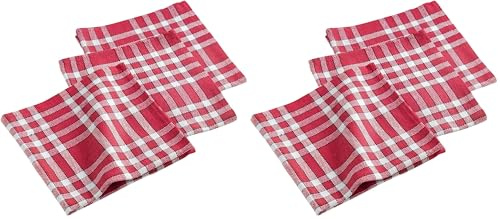 douceur d'intérieur, 3 Serviettes de Table (45 x 45 cm) Traditio Rouge, Coton Tissé