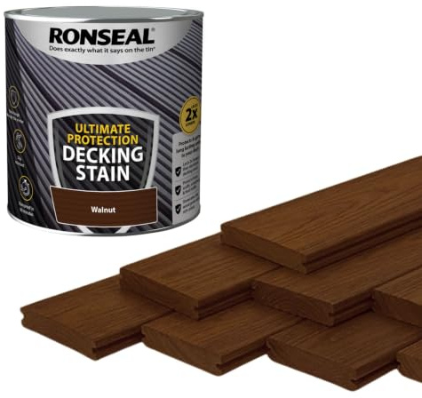 AOC24 - Decking Stain Paint Walnut 2.5L - Slip Resistant Ultimate Protection - Use On Exterior Hardwood Softwood Paint - Protects from Scuffs, Scratches and Foot Traffic