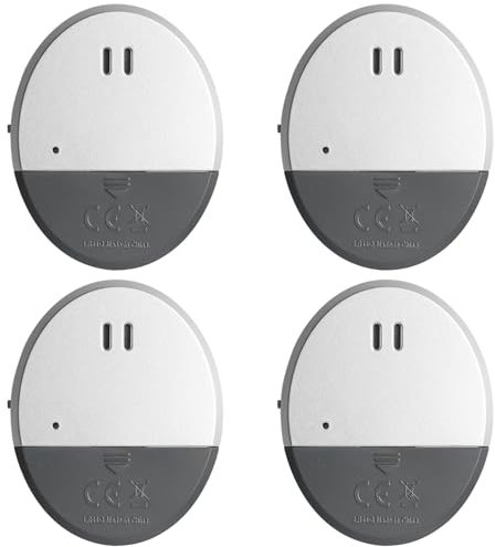 GAOUTO Allarme per Finestre e Porte: 4 Pezzi, Allarme Ultra Sottile per Rottura del Vetro, Sicurezza Antifurto 130dB con Sensore di Vibrazione, Sistema di Sicurezza per Casa, Ufficio, Garage (Argento)