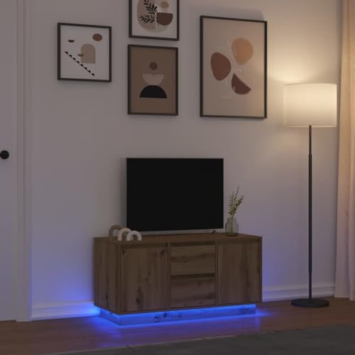 GCHDHAPB Home-Entertainment Center & TV-Ständer, TV-Schrank mit LED-Lichtern, Artisan Eiche, 100 x 41 x 50 cm