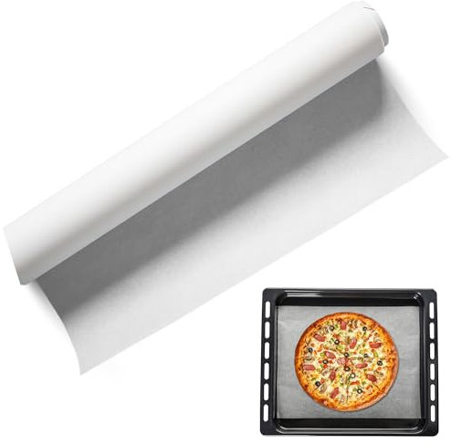 CHEFZOCO Papel de Horno, papel gofrado, papel horno para pizzas, Rollo Vegetal Comida para Hornear, fácil de cortar, extra resistente, 28.5 cm de ancho x 15 m de largo, 3 unidades
