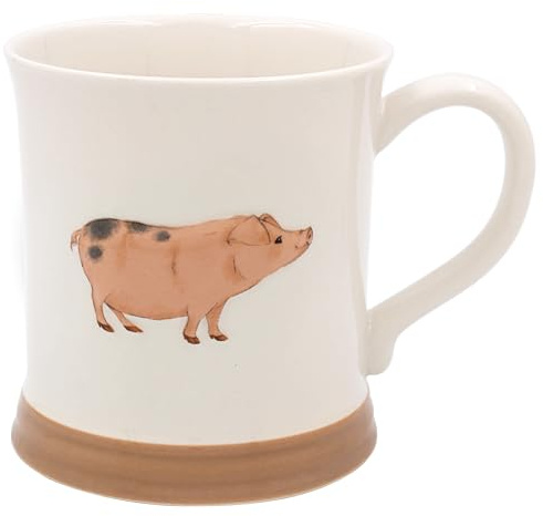 THE LEONARDO COLLECTION Pig Mug Embossed Country Life Tea and Coffee Mugs for Hot Drinks | Fine China Printed Mugs for Kitchen & Home | Reusable Ceramic Cups for Every Occasion | Gifts for Women & Men