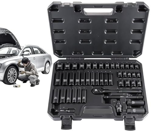 Socket Set - Metric Socket Set Extension Bar | Quick-Release Ratcheting Mechanic Socket Tool Kit, Multi-Function Repair Hand Tools for Car, Motorcycle, Industrial Equipment, Garage, Workshop