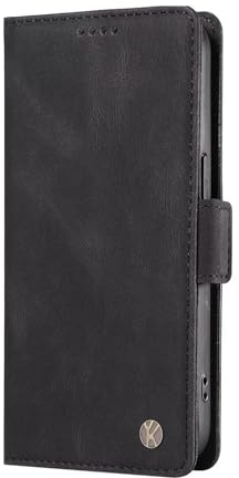 ILING Cover per Motorola Moto G86 5G, Custodia a Premium Pelle PU Portafoglio Caso, Ultra Sottile Antiurto Flip Cover con Slot per Scheda/Supporto/RFID Blocking (Nero)