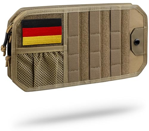 WYNEX Sonnenblenden-Organizer mit Reißverschluss-Fach & Brillenhalter – Halbstarre MOLLE-Platte mit Patch (passt in die meisten Fahrzeuge, SUVs, LKWs)
